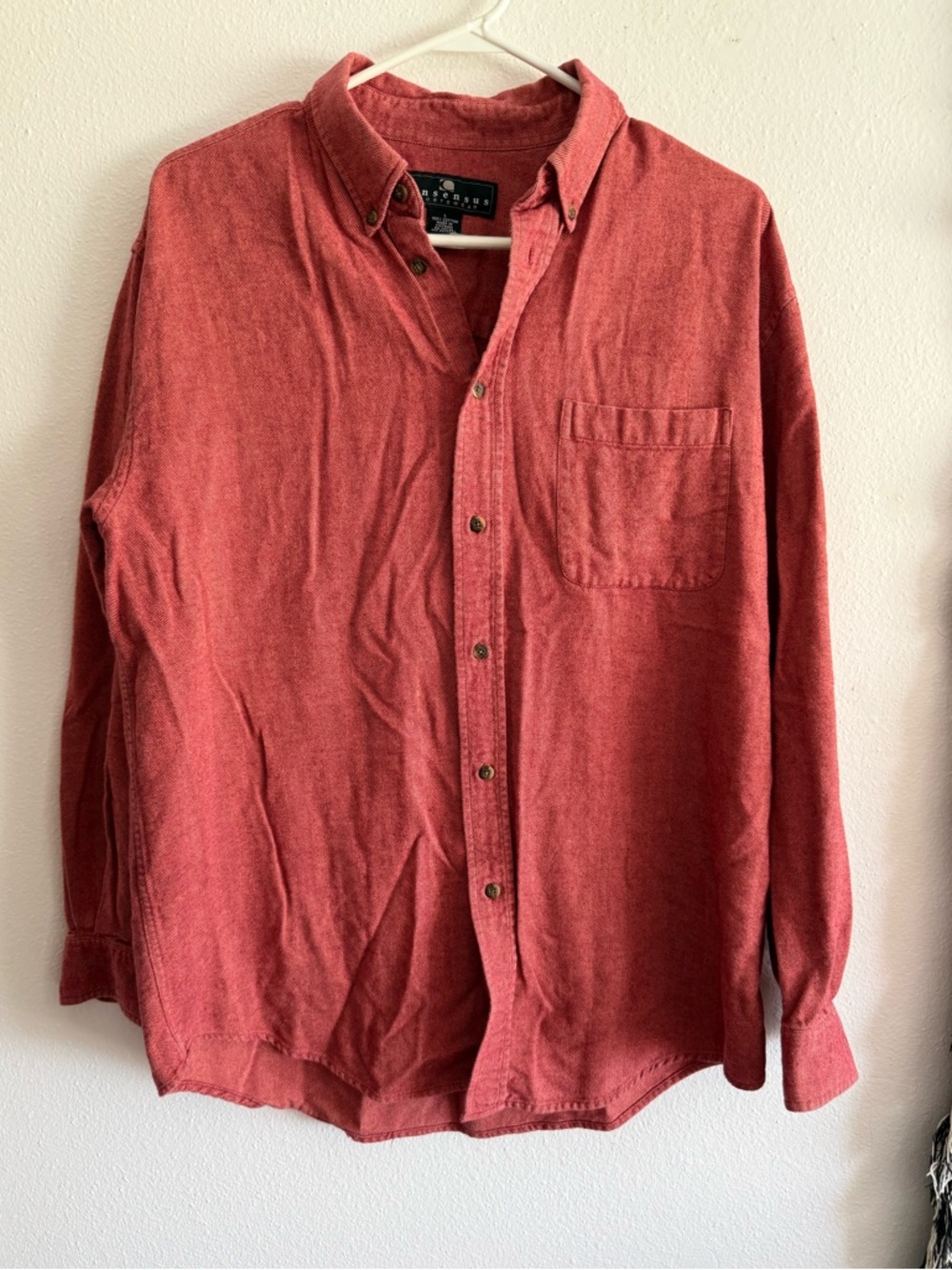 consensus • Red Button-Down Pocket Shirt • Mens Lg